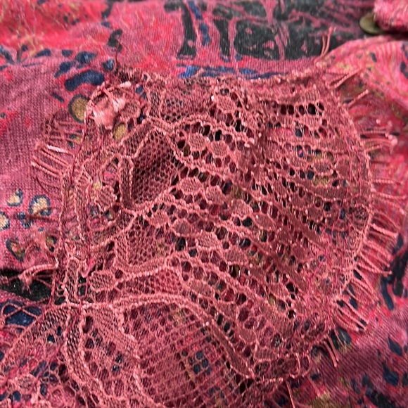 Free People Nouveau Draped Tulip Long Sleeve Blouse Top Burgundy S - Picture 15 of 15